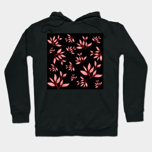 Pink leaves decorative pattern black Hoodie